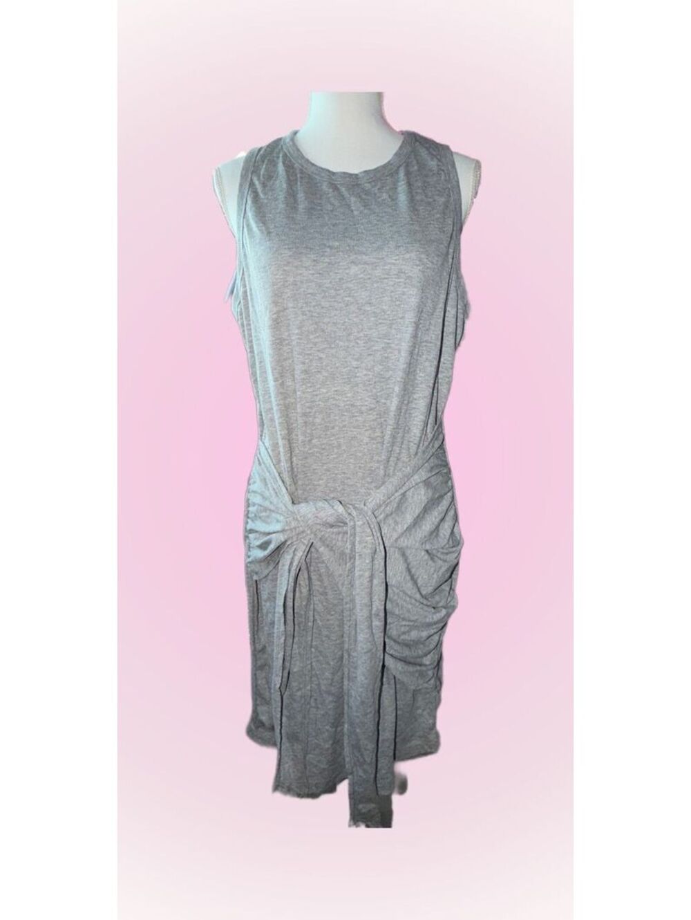 Women's Casual SHEIN Gray Sleeveless Tie Front Dress Ruched Waist | Stretch